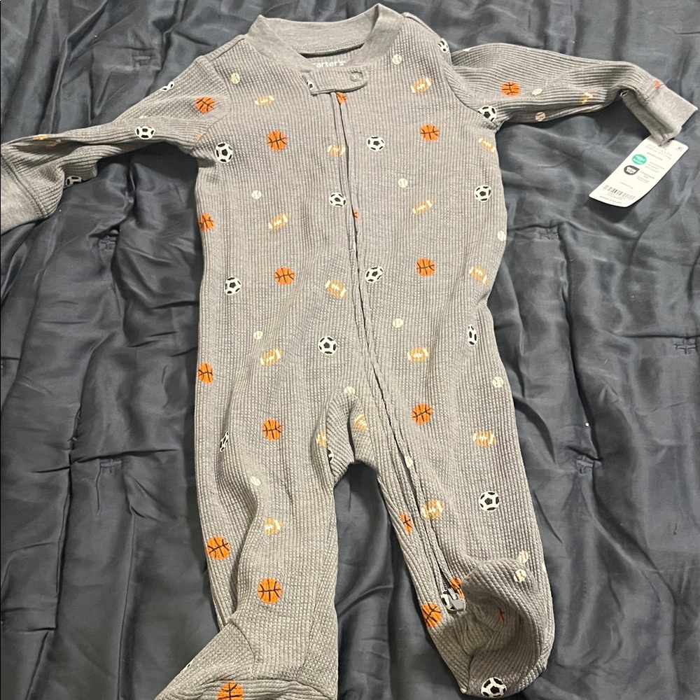 Carter's Gray and Orange Patterned Footie